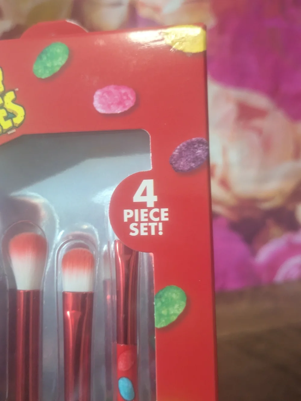 Fruity Pebbles Red Cosmetic Brush Set - Ost Licensed 4-Piece